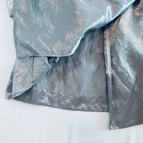 Isda & Co silver linen trench coat Womens Extra Small vintage metallic statement - Picture 9 of 11